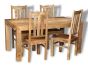 Light Mango Wood 160cm Dining Table and 4 Wooden Dining Chairs