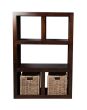 Mango Wood Open Bookcase and Rattan Baskets