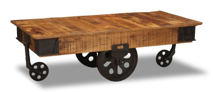 Industrial Iron Wheel Coffee Table