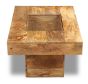 Light Mango Wood Small Glass Topped Coffee Table