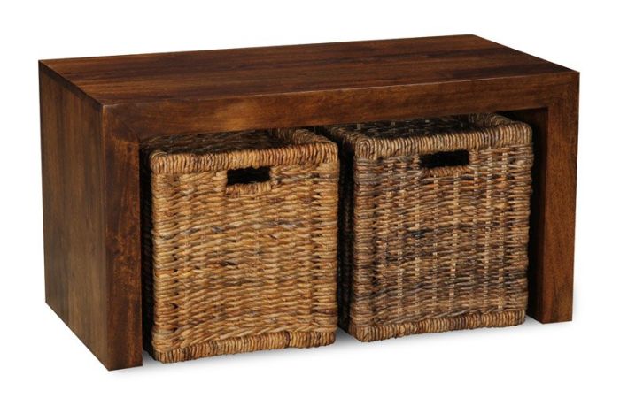 Dakota Coffee Table with Rattan Baskets
