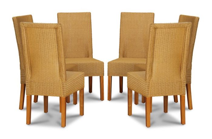 Lloyd Loom Natural Dynamo Dining Chairs x6