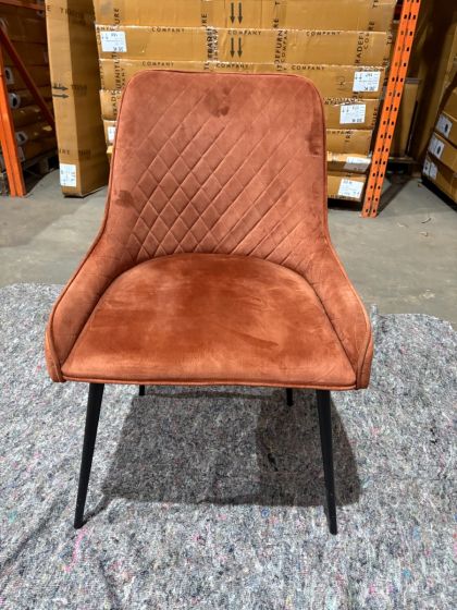 Ex Display Henley Velvet Dining Chair - Orange Rust - Last One Available (T561)