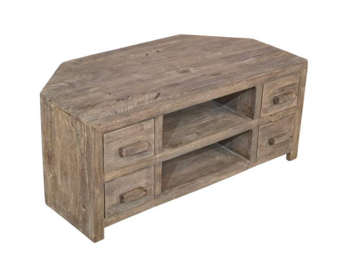 Cuba Mango - Natural - 115cm Corner TV Unit - In Stock 