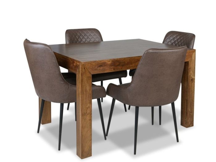 Dakota 120cm Dining Table & 4 Henley Faux Leather Chairs