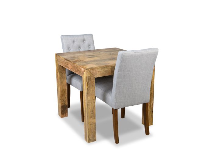 Light Dakota 80cm Dining Table & 2 Milan Button Fabric Chair 