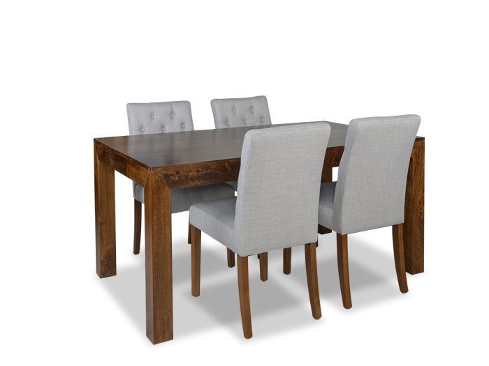 160cm Dakota Dining Table & 4 Milan Button Fabric Chair