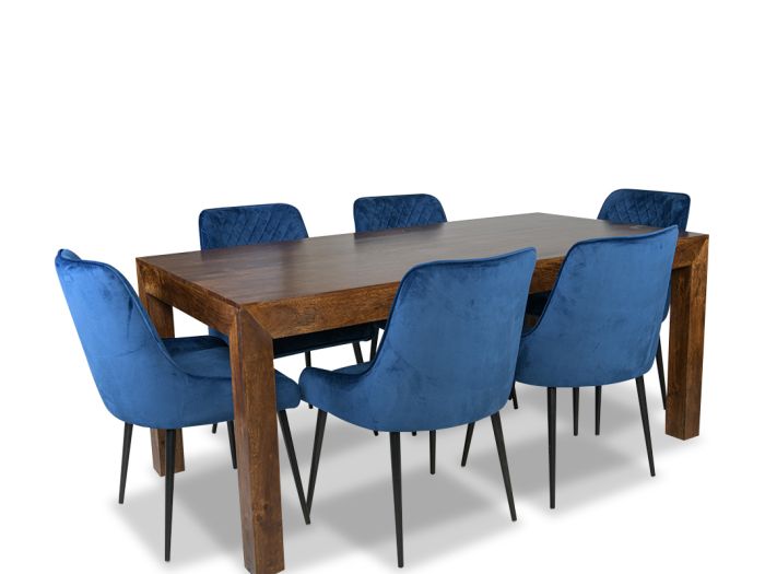 The Dakota 180cm Dining Table & 6 Henley Velvet Chairs 