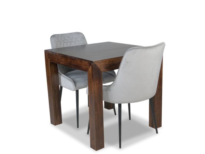 Mango Wood Dining Table & 2 Henley Velvet Chairs