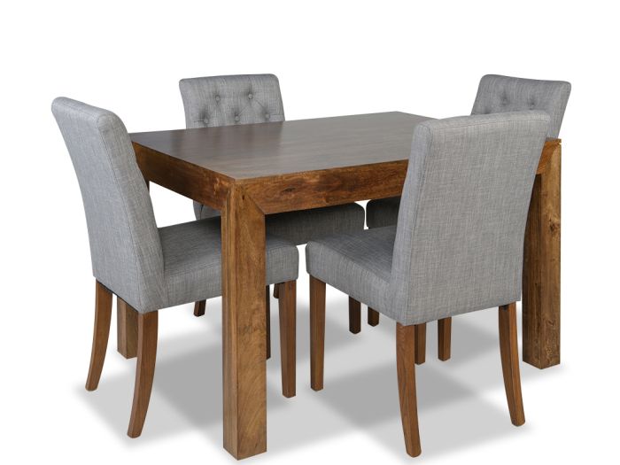 Dakota 120cm Dining Table & 4 Milan Button Fabric Chairs