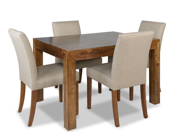 Dakota 120cm Dining Table & 4 Milan Fabric Chairs