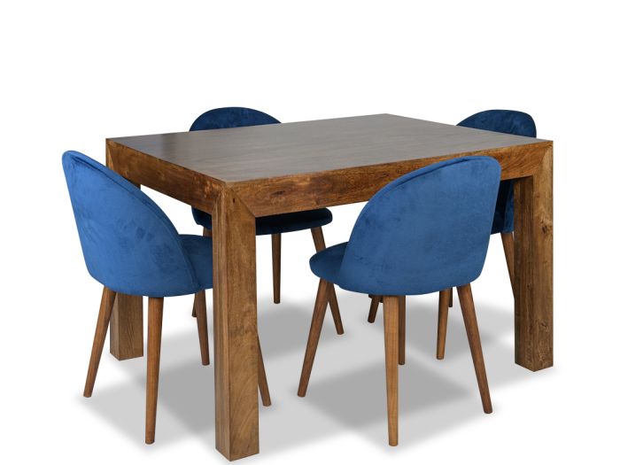 Dakota 120cm Dining Table & 4 Zena Velvet Chairs (2 Colours) - Due 26th April