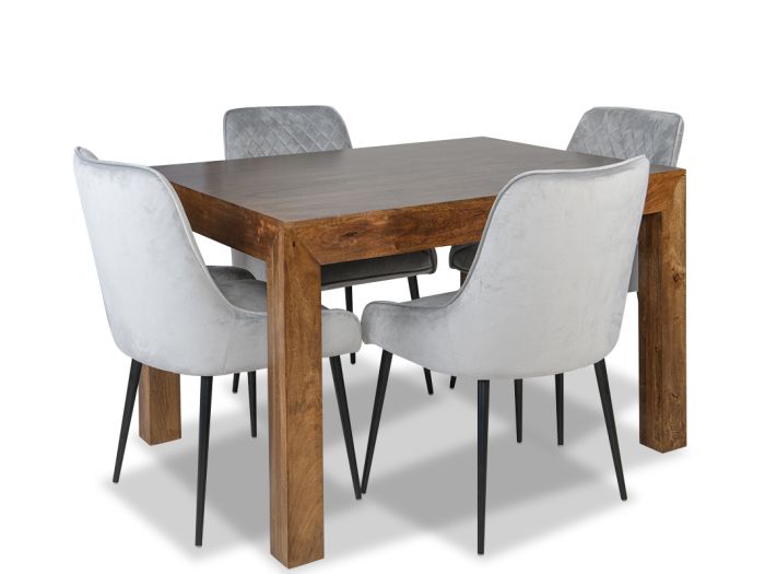 Dakota 120cm Dining Table & 4 Henley Velvet Chairs