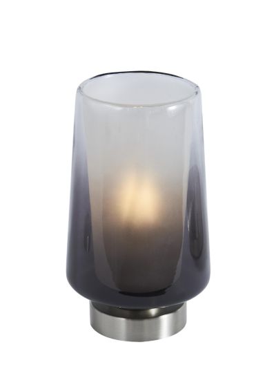 Smoke Frosted Glass and Nickel Table Lamp