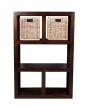 Mango Wood Open Bookcase and Rattan Baskets
