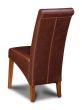 Antique Brown Leather Rollback Dining Chair