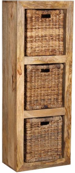 Light Dakota Triple Storage Cube With 3 Rattan Baskets