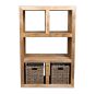 Light Dakota 98cm Open Bookcase with Rattan Baskets