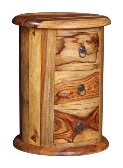 Jali Sheesham - 3 Drawer Drum-Light