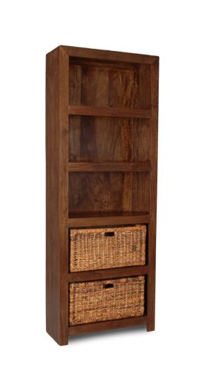 Dakota Tall Shelves with Rattan Baskets
