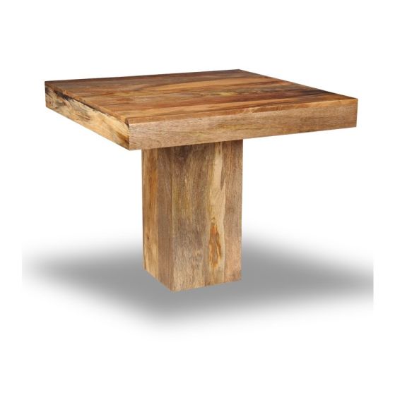 Light Mango Wood 90cm Cube Dining Table