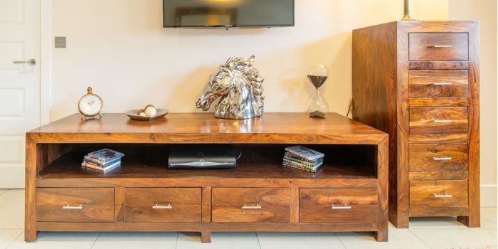 Cube Honey 5 Drawer Tall Boy