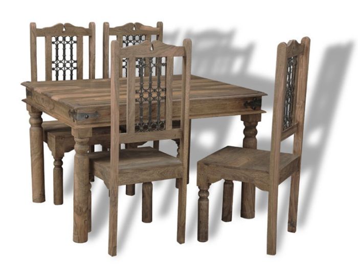 Jali Mango - Natural 120cm Dining Set With 4 Chairs - In Stock