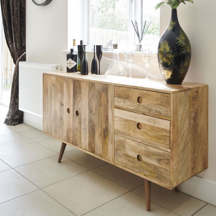 Light Vintage Mango 140cm Large Sideboard In Stock