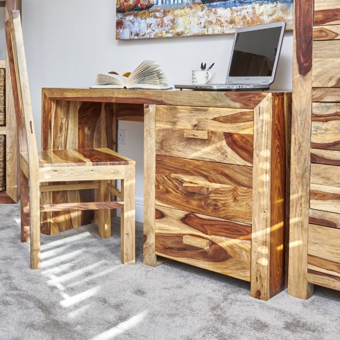 Wooden computer table with outlet drawers