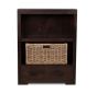 Mango Wood Small Bookcase with Rattan Wicker Basket