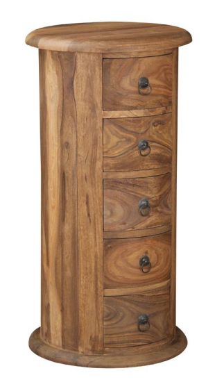 Jali Sheesham - 5 Drawer Large Drum-Natural