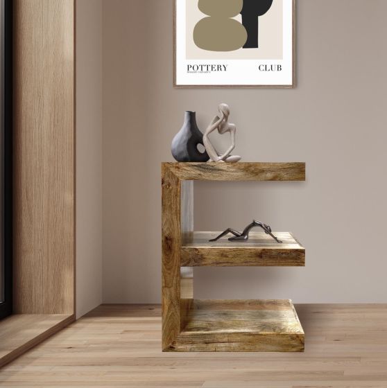 Light Dakota E Shaped Side Table - In Stock