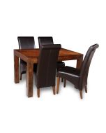 Dakota 120cm Dining Table & 4 Rollback Chairs : Rollback - Brown