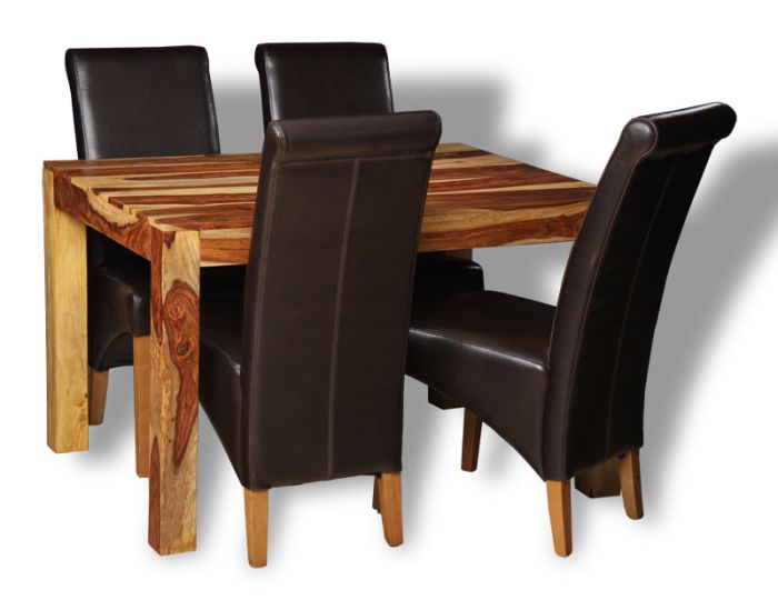 Small Cube Light Dining Table & 4 Rollback Chairs