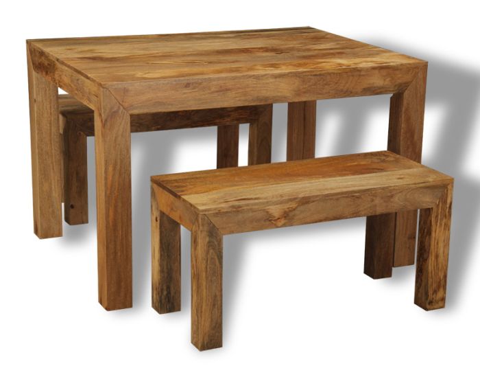 Light Dakota 120cm Dining Table & 2 Dakota Benches