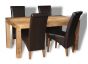 Light Mango Wood 160cm Dining Table & 4 Rollback Chairs