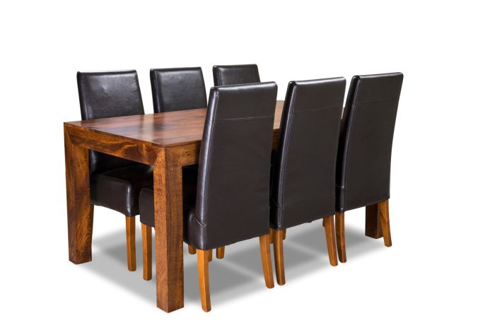 Dakota 180cm Dining Table & 6 Madrid Chairs : Madrid - Brown