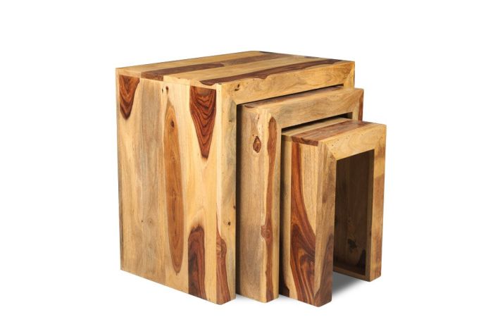Cube Sheesham - Nest of Tables - In Stock-Light