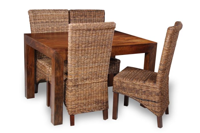 Dakota 120cm Dining Table & 4 Havana Chairs : Rattan - Rollback