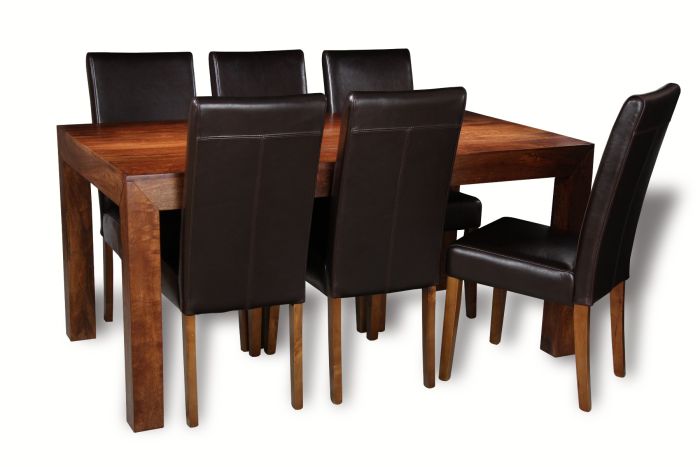 Mango Wood 160cm Dining Table & 6 Barcelona Chairs