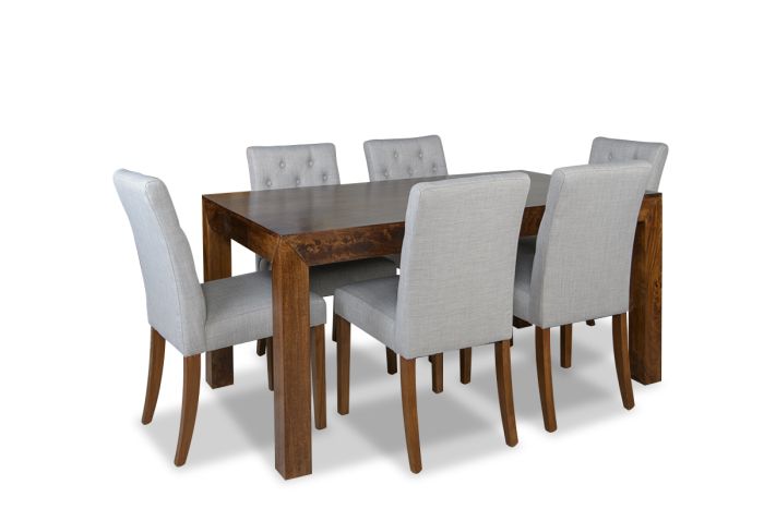 Dakota 160cm Dining Table & 6 Milan Button Fabric Chairs 
