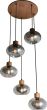 Wooden and Glass 5 Shade Ceiling Pendant