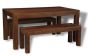 Mango Wood 160cm Dining Table & 2 Small Mango Benches