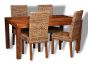 Small Cube Dining Table & 4 Rattan Chairs