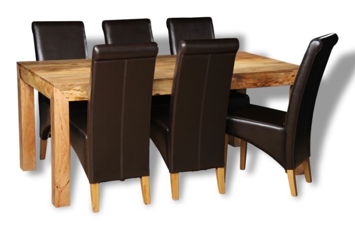 Dakota Light 180cm Dining Table & 6 Rollback Chairs
