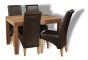Small Cube Natural Dining Table & 4 Rollback Chairs