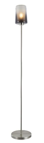 Smoke Frosted Glass and Nickel Floor Lamp