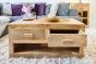 Light Mango Wood 2 Drawer Coffee Table