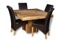 Light Mango Wood120cm Cube Dining Table & 4 Rollback Chairs