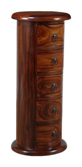 Jali Sheesham - 32cm 5 Drawer Slim Drum - Honey - In Stock
